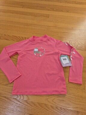 NWT Reel Legends Girls Pink Long Sleeve Rash Guard Size 6T